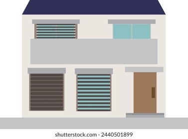 Image material of a house with blind shutters