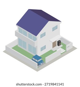 Material de Imagen de una casa con buzón isométrico y caja de entrega instalada