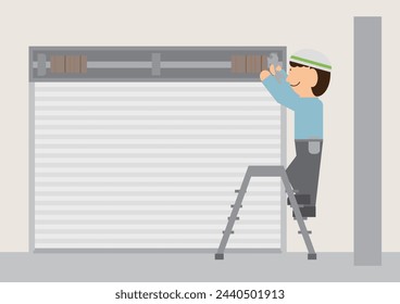Image material of a person repairing a shutter
