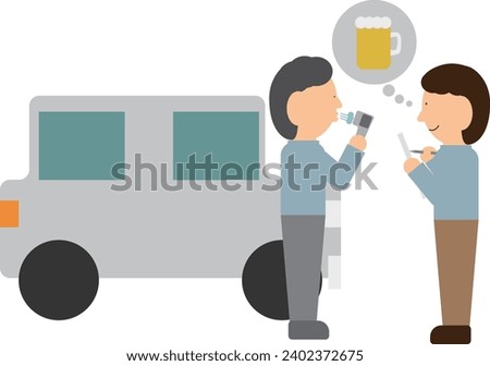 Image material of a person undergoing an alcohol check before getting into a car