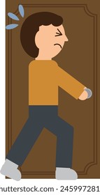 Image material of a person who is having trouble opening the door