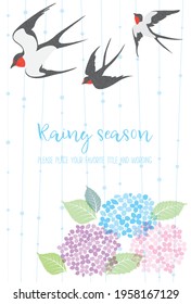 
Image material of the rainy season expressed by swallows, hydrangeas and rain