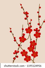 Image material of red plum blossoms.Image of spring of Japan.
Japanese pattern design material.
Material collection of New Year.
Illustration of spring image.
