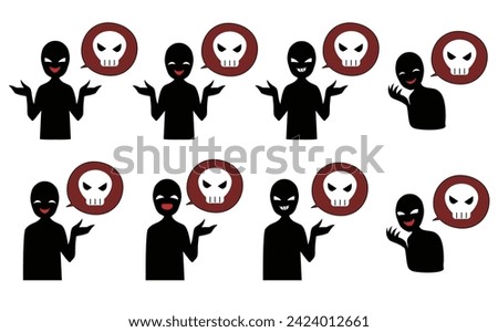 Image material set of a malicious person telling a dangerous story