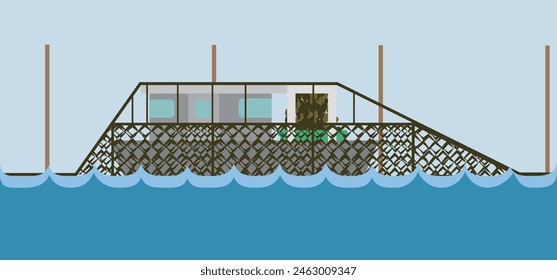 Image material of a ship harvesting seaweed