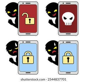 Image material of a smartphone and a villain