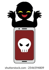 Image material of a smartphone and a villain