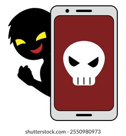 Image material of a smartphone and a villain