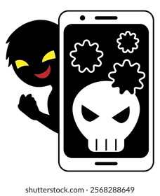 Image material of a smartphone and a villain