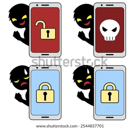 Image material of a smartphone and a villain