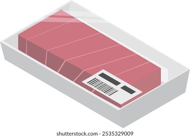 Image material of tuna fillets in an isometric pack