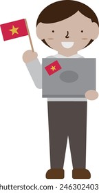 Image material of a Vietnamese person with a computer