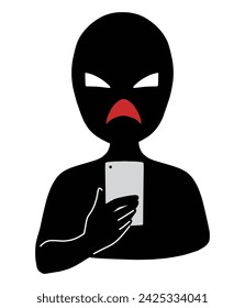 Image material of a villain holding a smartphone