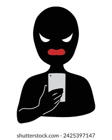 Image material of a villain holding a smartphone