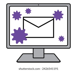 Image material of virus mail on computer