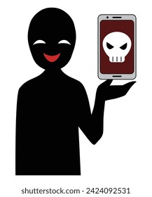 Material de imagen de smartphone y hacker infectados por virus
