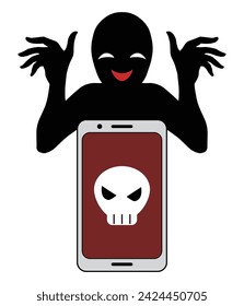 Image material of virus-infected smartphone and hacker