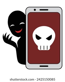 Image material of virus-infected smartphone and hacker