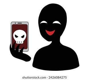 Material de imagen de smartphone y hacker infectados por virus