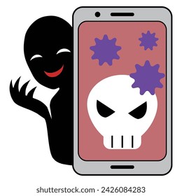 Image material of virus-infected smartphone and hacker