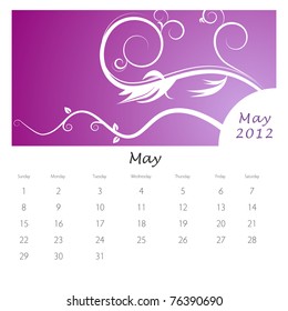 Imagem de um calendário de espiral de vinhas em maio de 2012.