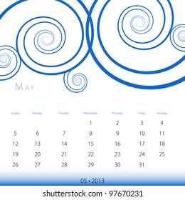 An image of a May 2013 calendar.