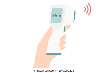 Image of measuring body temperature with a non-contact thermometer