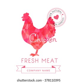 Image meat symbol chicken silhouettes of animal for design menus, recipes and packages product. Vector illustration.