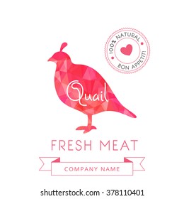Image meat symbol quail silhouettes of animal for design menus, recipes and packages product. Vector illustration.