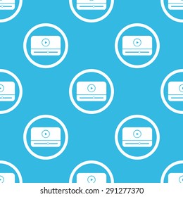 Image of mediaplayer window in circle, repeated on blue background