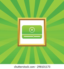 Image of mediaplayer window in golden frame, on green abstract background