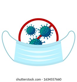 Image of a medical mask protecting against coronavirus and viruses. Vector cartoon flat illustration