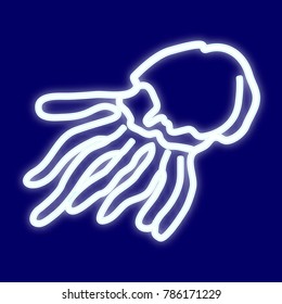The image of Medusa. Icon with the effect of neon glow. Vector image.