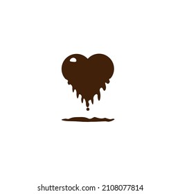 image of melted heart on brown and white background with shadow