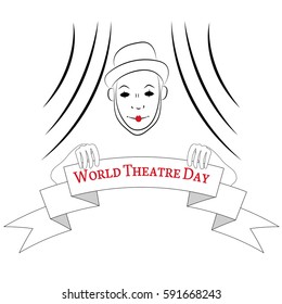 The image meme for the holiday "Day of theatre" on white background. Vector illustration.