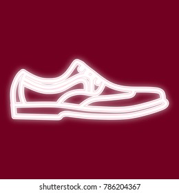 Image of men s shoes. Icon with the effect of neon glow. Vector image.