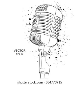 The image of the microphone. Vector illustration.