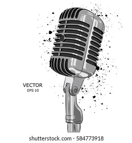 The image of the microphone. Vector illustration.