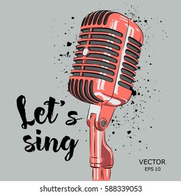 The image of the microphone. Vector illustration.