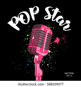 The image of the microphone. Vector illustration.