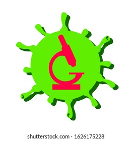 Image of a microscope with a virus on a white background