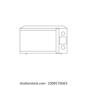 Image of the microwave oven on a white background, Microwave Oven Isolated, Line art.