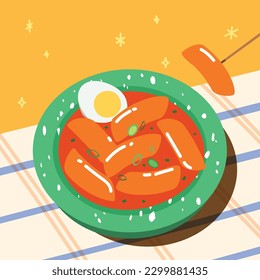 Imagen de la mínima ilustración de la comida de tteokbokki