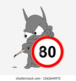 Image of a mischievous imp, who joked evil by changing the speed limit sign