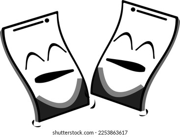 image of a mobile phone dancing, intended for stickers, logos or animated illustrations