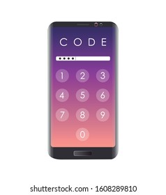 Image of a mobile with the security screen. Security numbers to enter the mobile.