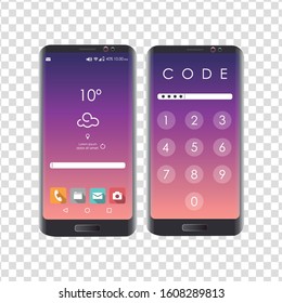 Image of a mobile with the security screen. Security numbers to enter the mobile.