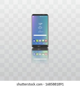 Image of a mobile with touch screen. Real white mobile. Editable vector.