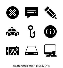 image, mockup, round and white icons in Web vector set. Graphics for web and design