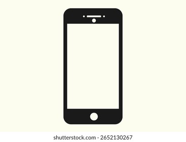 Image model smartphone mockup with transparent screen. Device front view. Black and white silhouette vector illustration mobile phone. Cell phone screen blank mockup template icon frame for mobile app